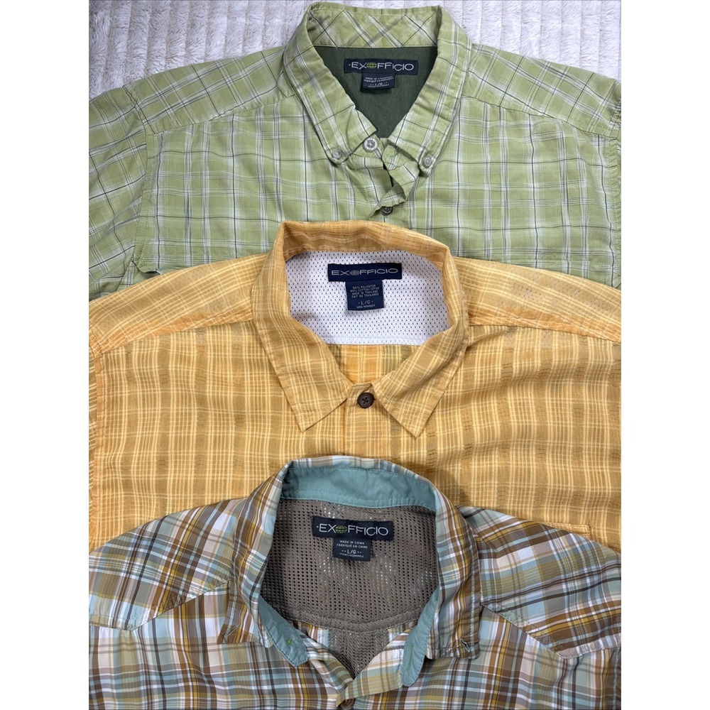ExOfficio Men's Bundle 3 Pack of Large Vented Hiking Mesh Outdoor S/S Shirts GUC - Picture 3 of 16